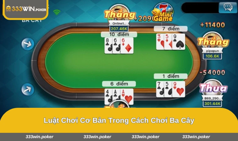 Người chơi chờ mở bài trên bàn chia bài ba cây