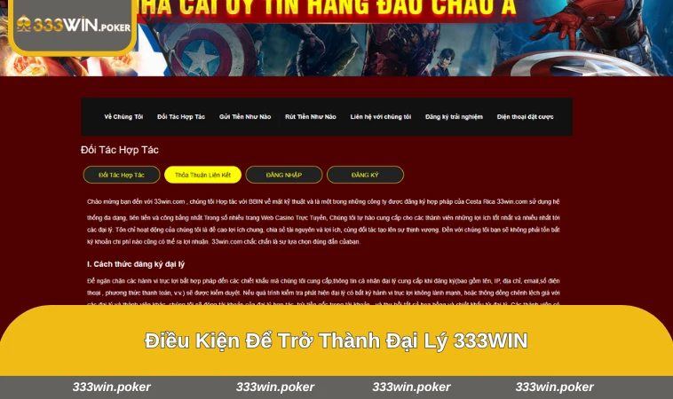 Người đại lý chuẩn bị hồ sơ và tham gia hệ thống 333WIN