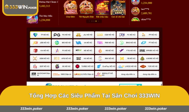 Giới Thiệu 333WIN 2 Giao diện các sản phẩm casino, thể thao và game bài 3D tại 333WIN