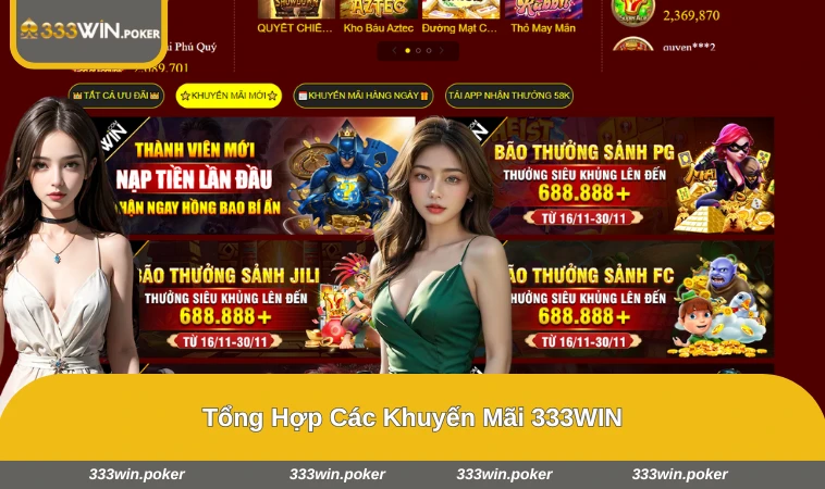 Banner các chương trình mang màu sắc nổi bật, thu hút người chơi